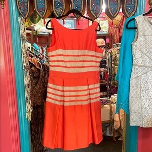 Just Taylor NWT Striped Orange and Cream Dress silk poly combo